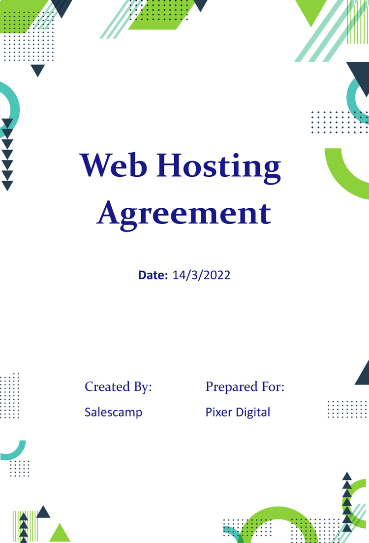 Web Hosting Agreement Salescamp Tempalte